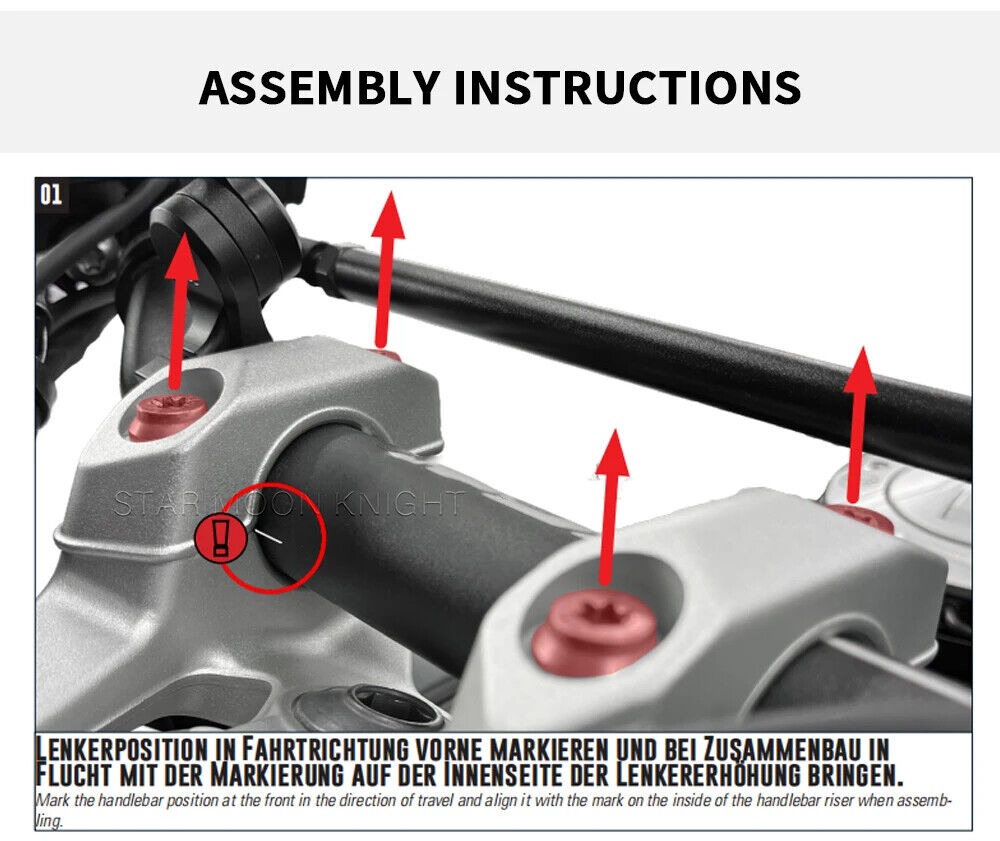Handle Bar Clamp Raised Extend Handlebar Mount Riser For BMW R1300GS 2024-