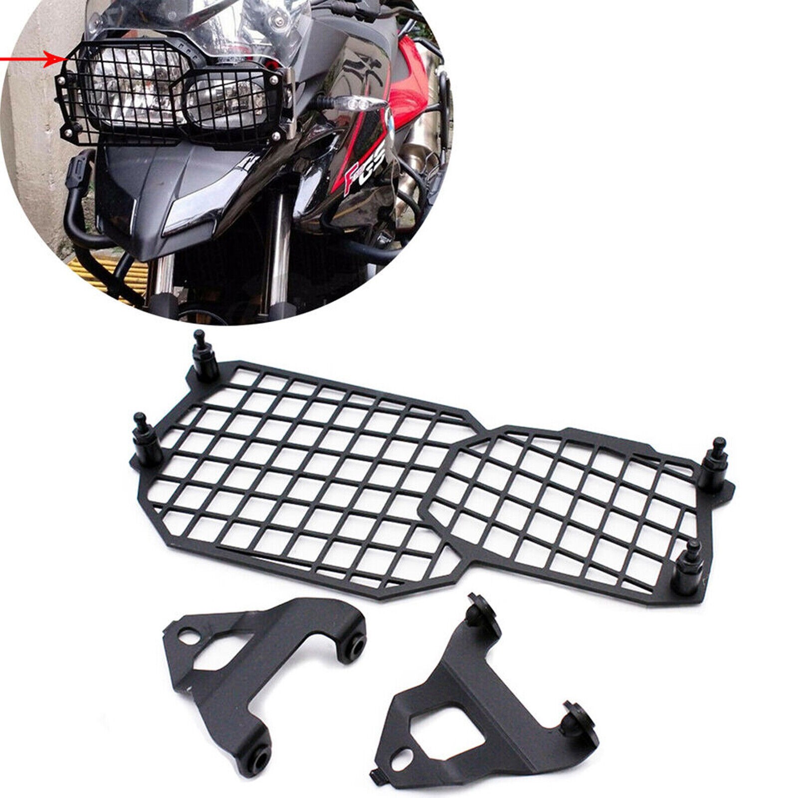 Black Headlight Grill Guard Protector Cover For BMW F800GS F650GS F700GS 08-2017